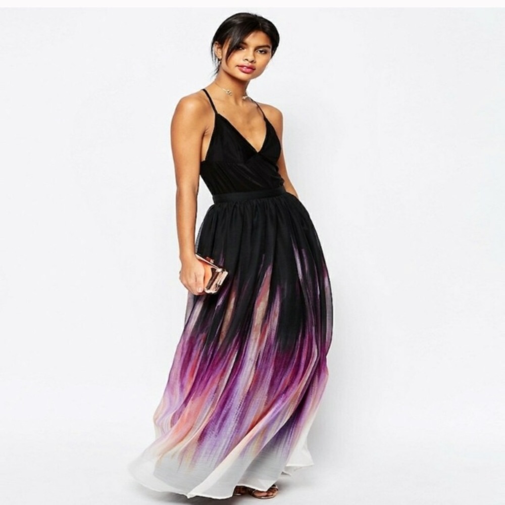 Asos Maxi Skirt in Smudge Ombré Print